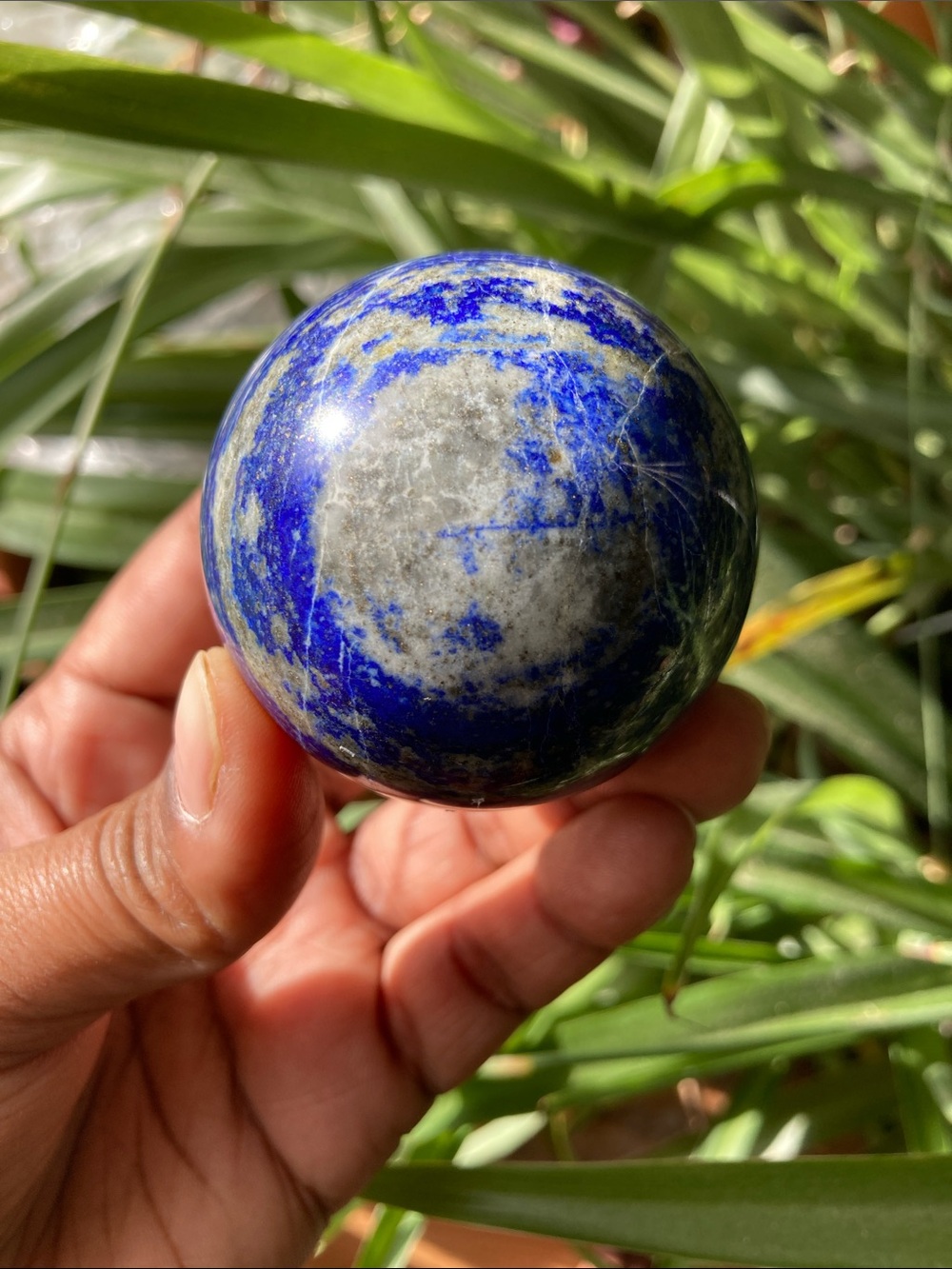 Blue and Gray Lapis Lazuli Sphere Decorative Home Accent